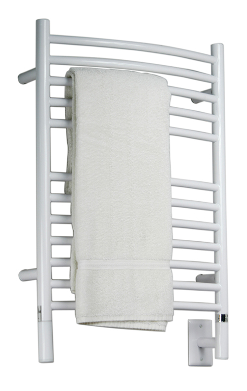 Towel Warmers & Drying Rails |  Model E Curved Stainless Steel Towel Warmer – 20-1/2″ (521mm)W x 31″ (787mm)H  – Hardwired (White) Bath Towel Warmers & Drying Rails