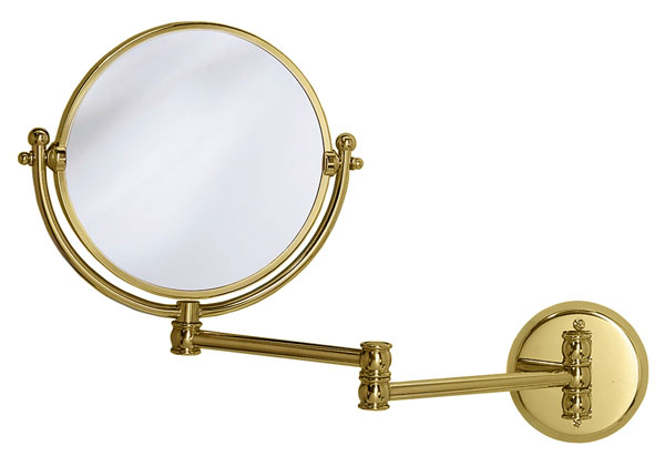 Bath Accessories |  7-1/2″ (191mm) Diameter Bathroom Mirror w/3x Magnification On One Side – Wall Mounted (Polished Brass) Bath Bath Accessories