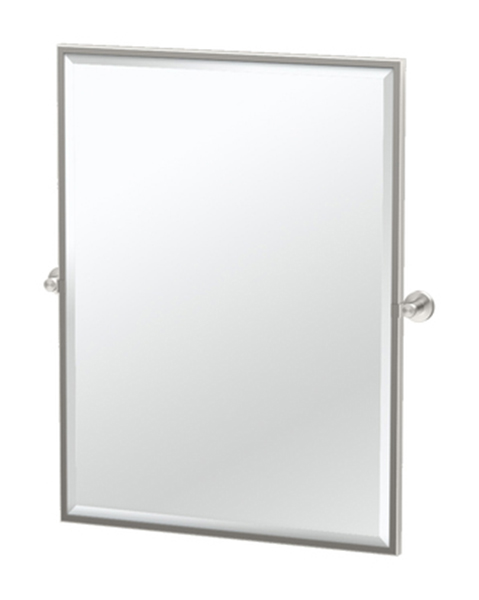 Bath Mirrors & Accessories |  27-5/8″ (702mm) x 32-1/2″ (826mm) Large Rectangular Framed Beveled Mirror (Satin Nickel) Bath Bath Mirrors & Accessories