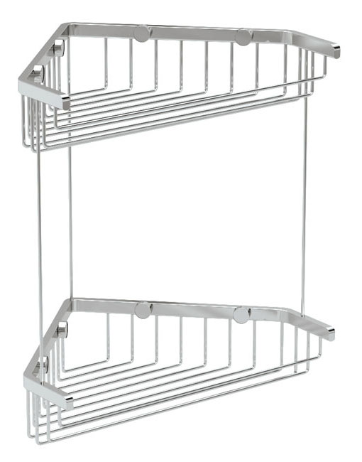 Bath & Shower Baskets |  8-1/2″ (216mm) Double Decker Corner Shower Basket (Polished Chrome) Bath Bath & Shower Baskets