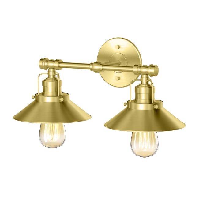 Lighting Sconces |  Modern Farmhouse Double Light Sconce (Brushed Brass) Bath Lighting Sconces