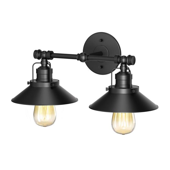 Lighting Sconces |  Modern Farmhouse Double Light Sconce (Matte Black) Bath Lighting Sconces