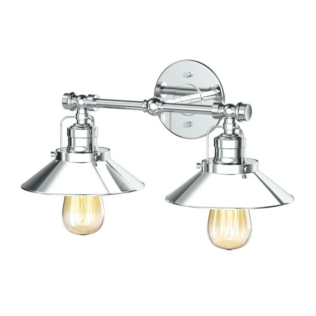 Lighting Sconces |  Modern Farmhouse Double Light Sconce (Polished Chrome) Bath Lighting Sconces