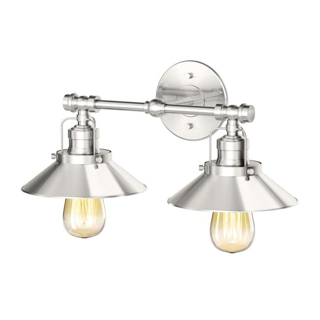 Lighting Sconces |  Modern Farmhouse Double Light Sconce (Satin Nickel) Bath Lighting Sconces