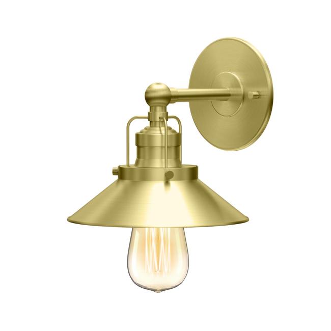 Lighting Sconces |  Modern Farmhouse Single Light Sconce (Brushed Brass) Bath Lighting Sconces