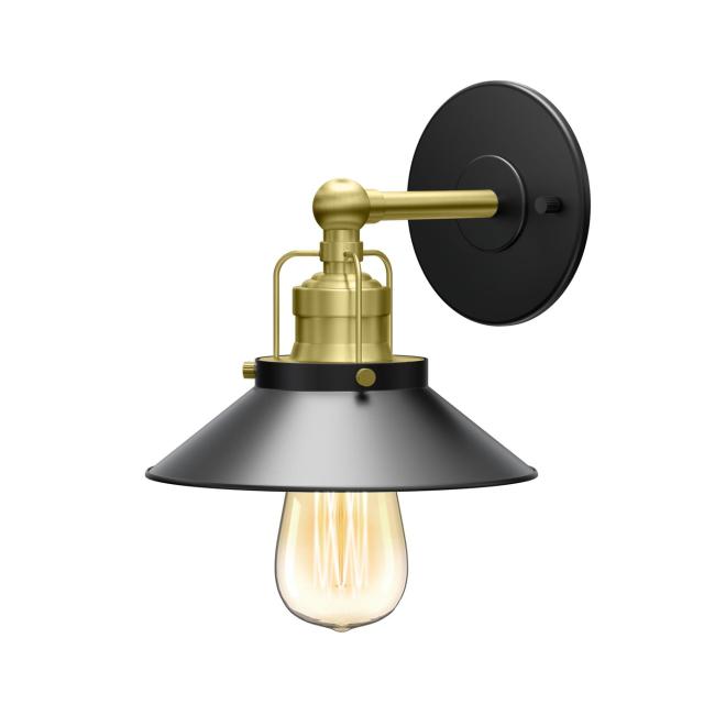 Lighting Sconces |  Modern Farmhouse Single Light Sconce (Matte Black & Brushed Brass) Bath Lighting Sconces