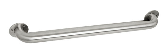 Safety Grab Bars |  18″ (457mm) Ligature Resistant Grab Bar w/Exposed Mount Screw-on Flanges (Stainless Steel) Bath Safety Grab Bars