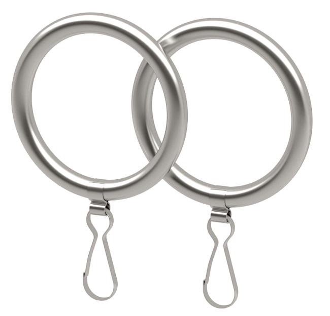 Shower Curtain Rods |  Shower Curtain Rings – PAIR OF 2 RINGS (Satin Nickel) Bath Shower Curtain Rods