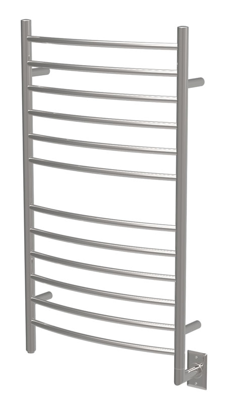 Towel Warmers & Drying Rails |  Hardwired Large Curved Towel Warmer – 23-5/8″ (600mm)W x 41-5/16″ (1049mm)H  – Wall Mounted (Polished Stainless Steel) Bath Towel Warmers & Drying Rails