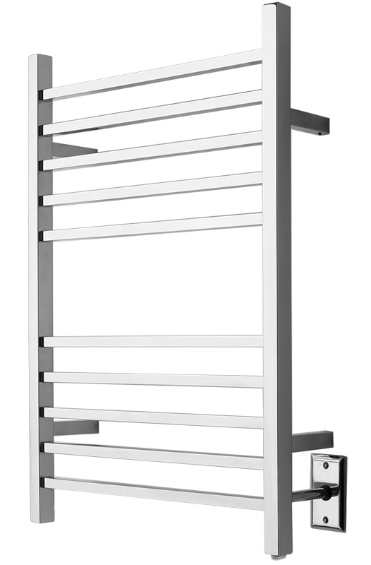 Towel Warmers & Drying Rails |  Hardwired Straight Square Towel Warmer – 23-3/4″ (603mm)W x 31-1/2″ (800mm)H  – Wall Mounted (Polished Stainless Steel) Bath Towel Warmers & Drying Rails