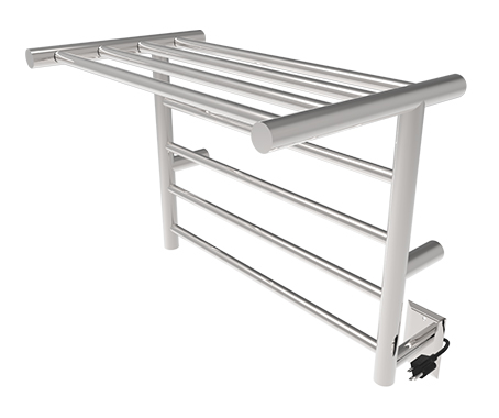 Towel Warmers & Drying Rails |  Softwired/Hardwired Radiant Shelf Towel Warmer – 23-5/8″ (600mm)W x 19-1/8″ (486mm)H  – Wall Mounted (Brushed Stainless Steel) Bath Towel Warmers & Drying Rails