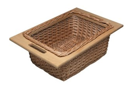 Vanity Organizers |  11-5/16″ (287mm) Wood Framed Wicker Basket with Handles – EACH Bath Vanity Organizers